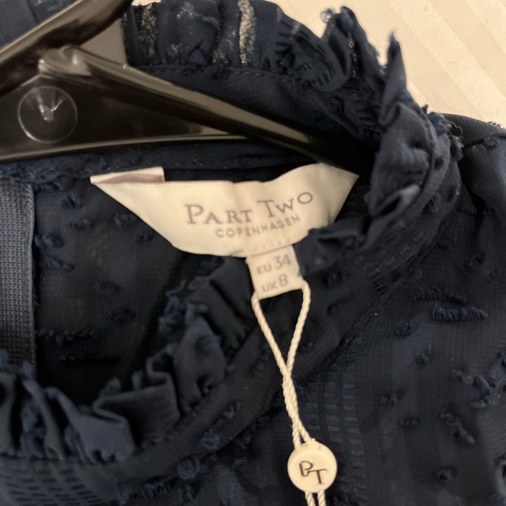Part Two Sheer Knee Length Dark Navy Dress
